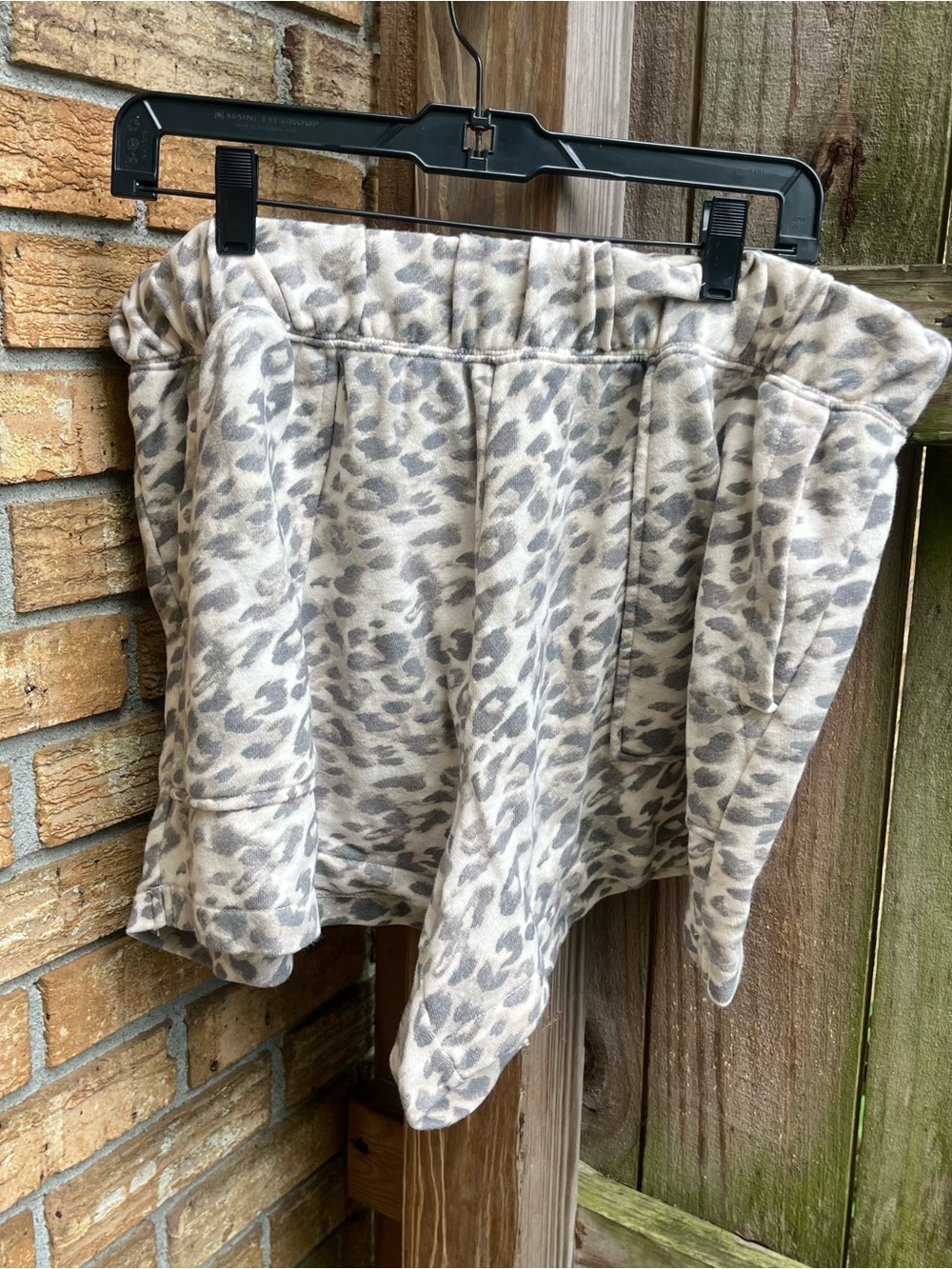 aerie Leopard Print Sweat Shorts in Beige Gray